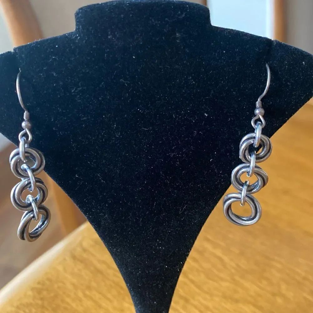 Sterling silver link earrings